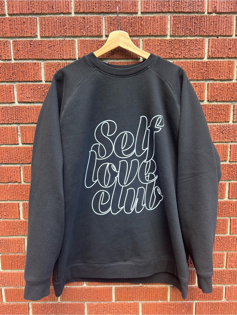 Brunette The Label Self Love Club Black Oversized Crewneck L/XL